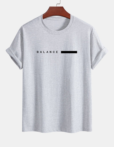 Regular Fit Balance Stripe Print Cotton T-Shirt