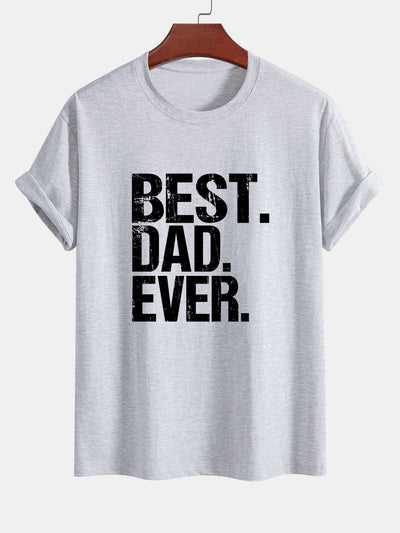 Regular Fit Best Dad Ever Print Cotton T-Shirt