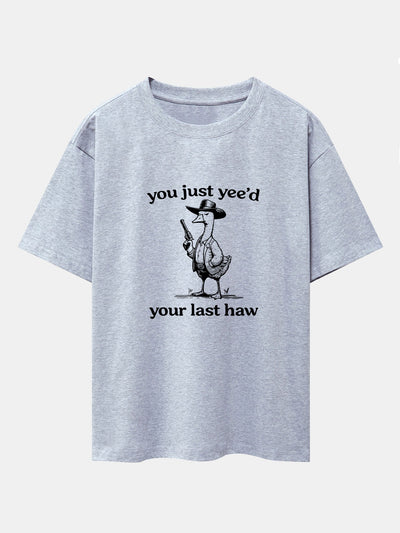 Cowboy Goose Print Drop Shoulder Oversize T-Shirt