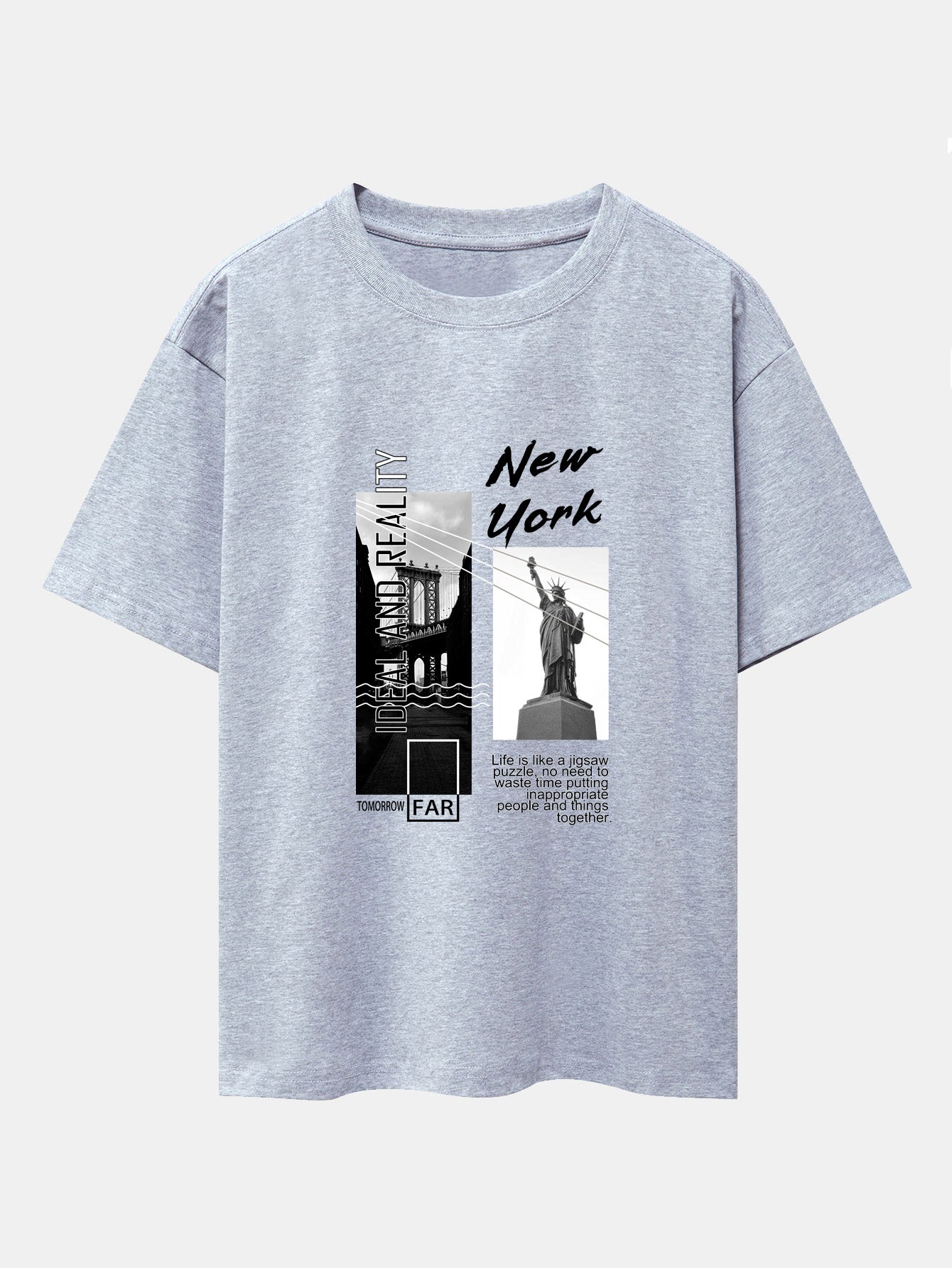 New York City Scenery Print Drop Shoulder Oversize T-Shirt