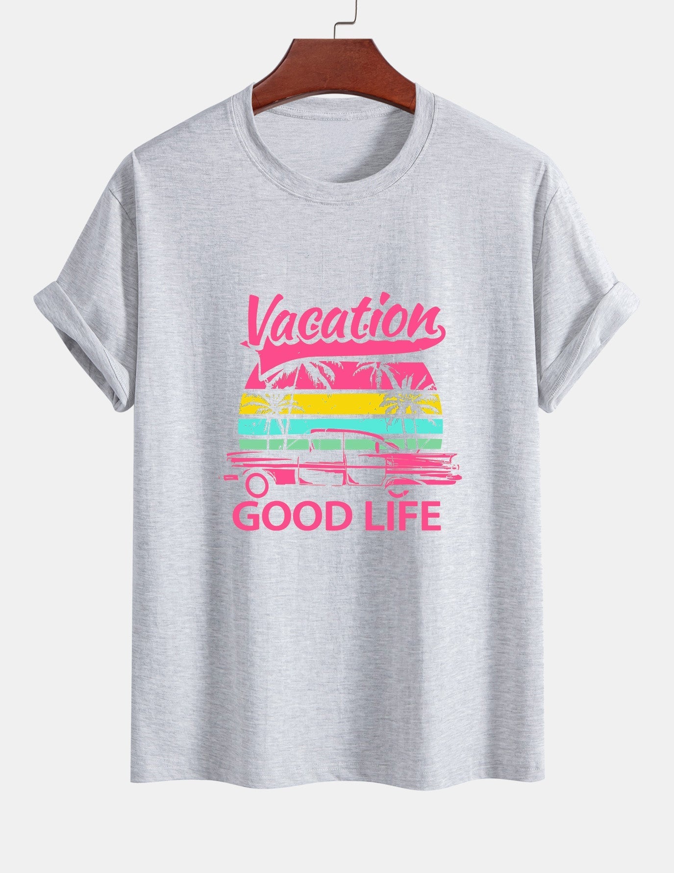 Regular Fit Good Life On Vacation Print Cotton T-Shirt