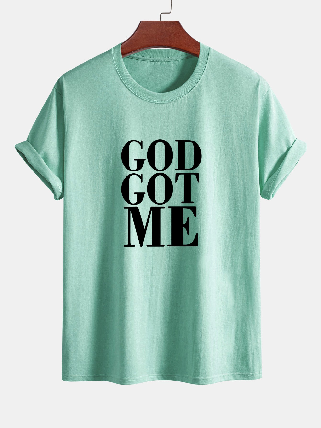 Regular Fit God Got Me Print Cotton T-Shirt