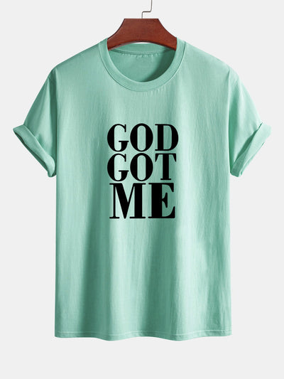 Regular Fit God Got Me Print Cotton T-Shirt