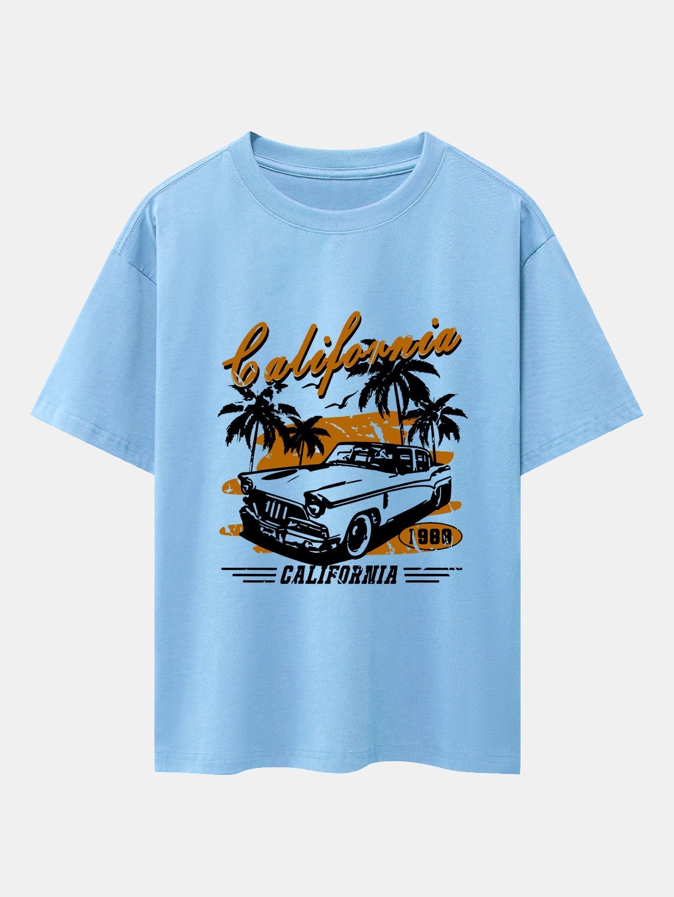 California Car Print Drop Shoulder Oversize T-Shirt