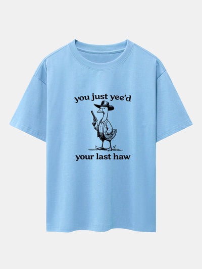 Cowboy Goose Print Drop Shoulder Oversize T-Shirt