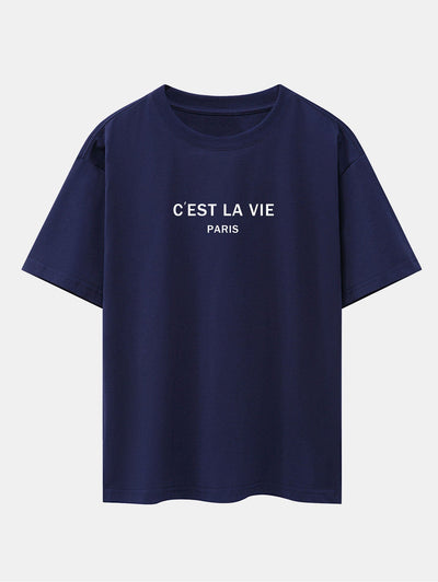 Paris Letter Print Dropped Shoulders Oversize T-Shirt