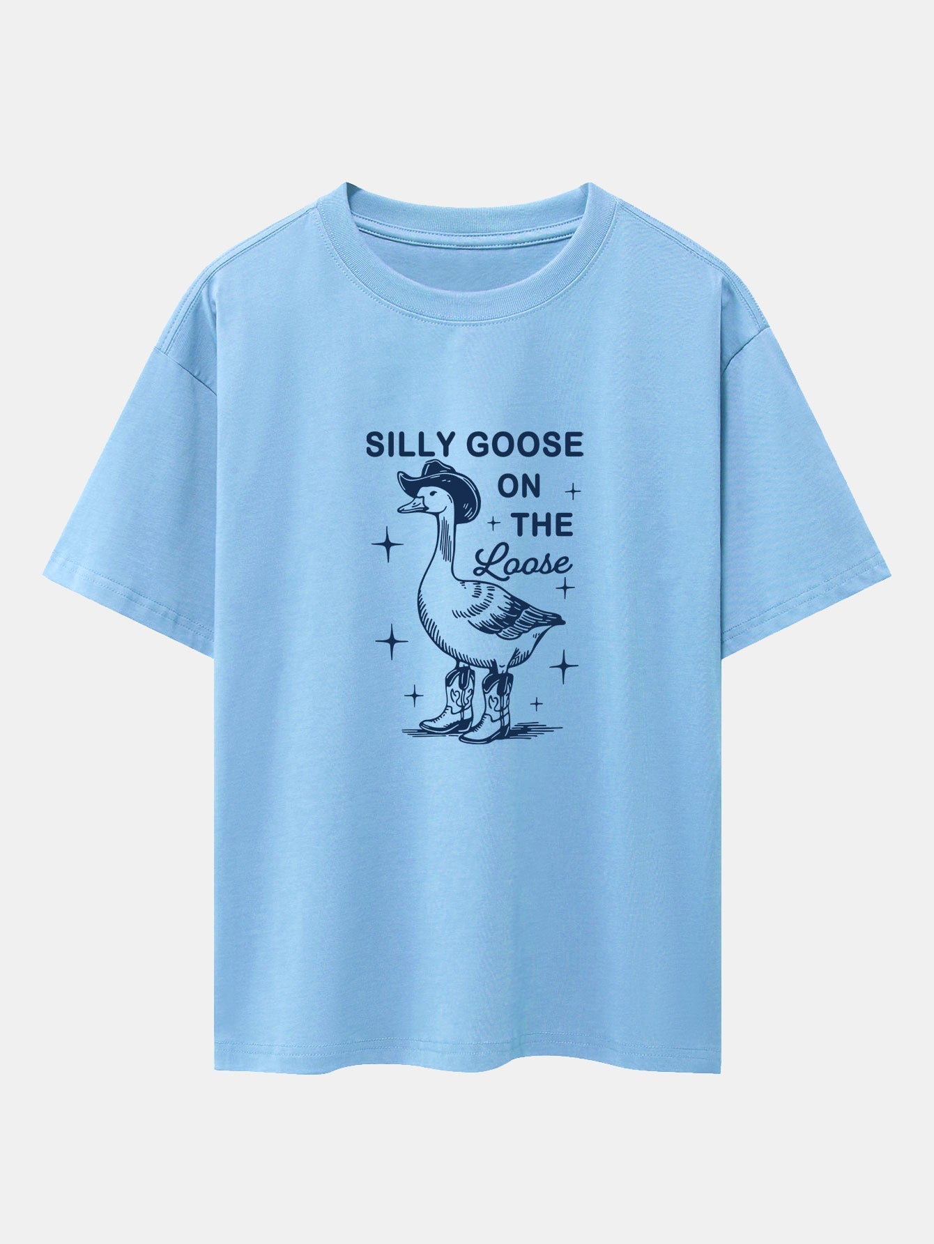 Silly Cowboy Goose Print Drop Shoulder Oversize T-Shirt