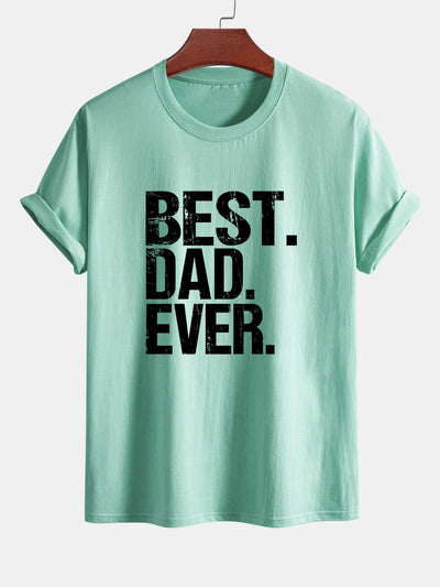 Regular Fit Best Dad Ever Print Cotton T-Shirt