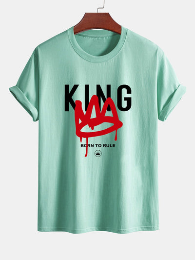 Regular Fit Crown King Print Cotton T-Shirt