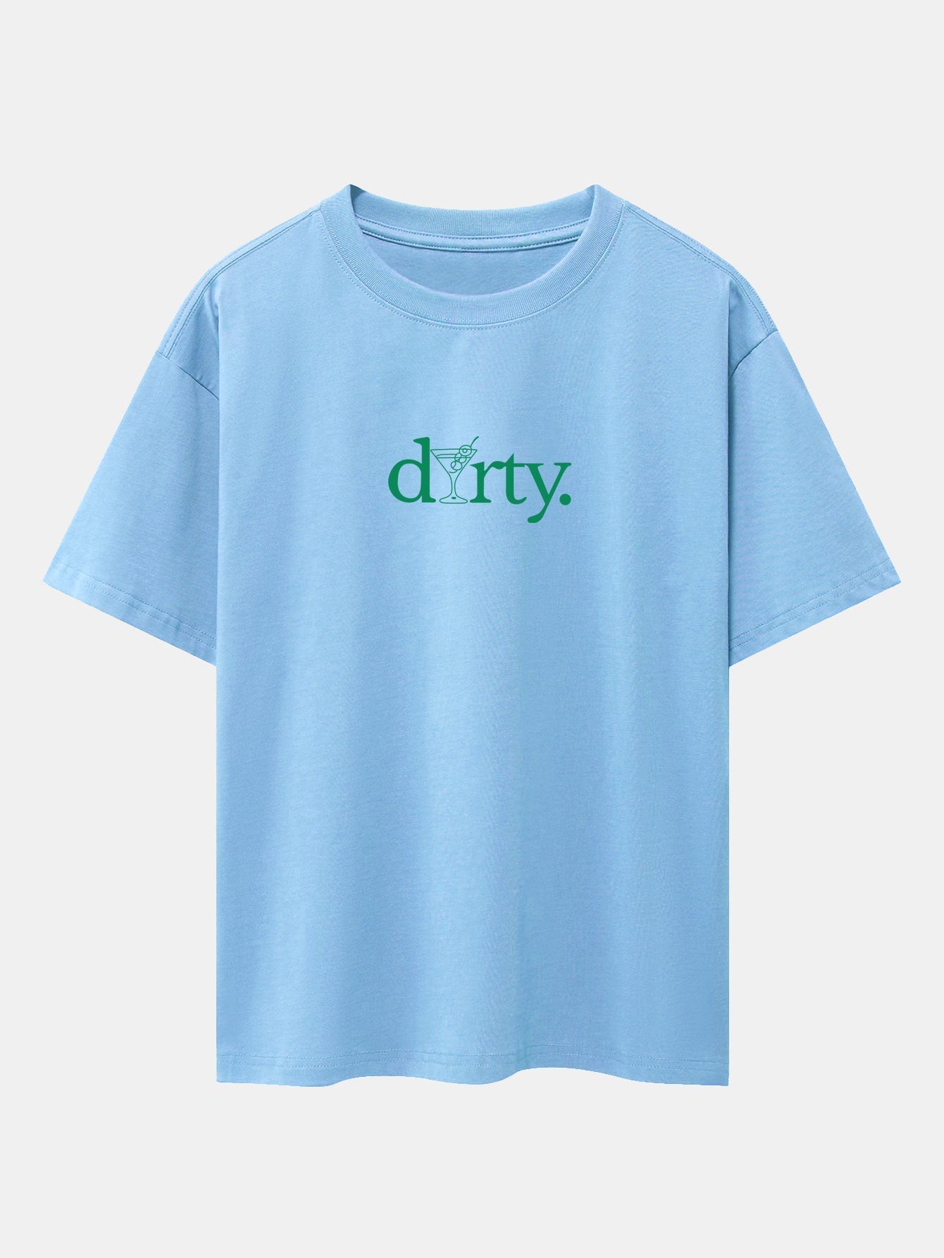 Dirty Cocktail Glass Print Drop Shoulder Oversize T-Shirt