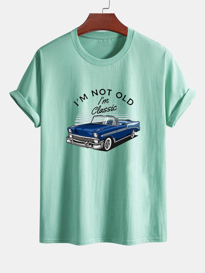 Regular Fit Car Slogan Print Cotton T-Shirt