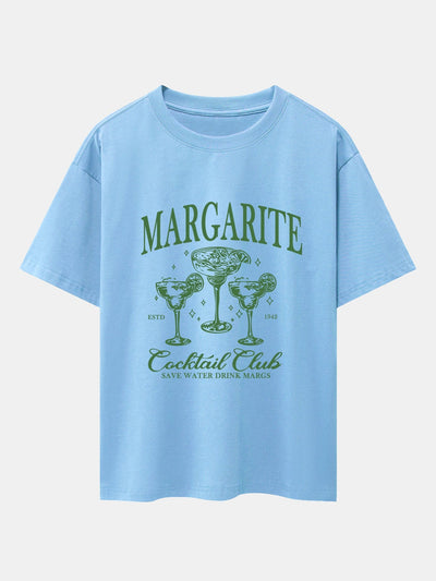 Cocktail Club Print Drop Shoulder Oversize T-Shirt