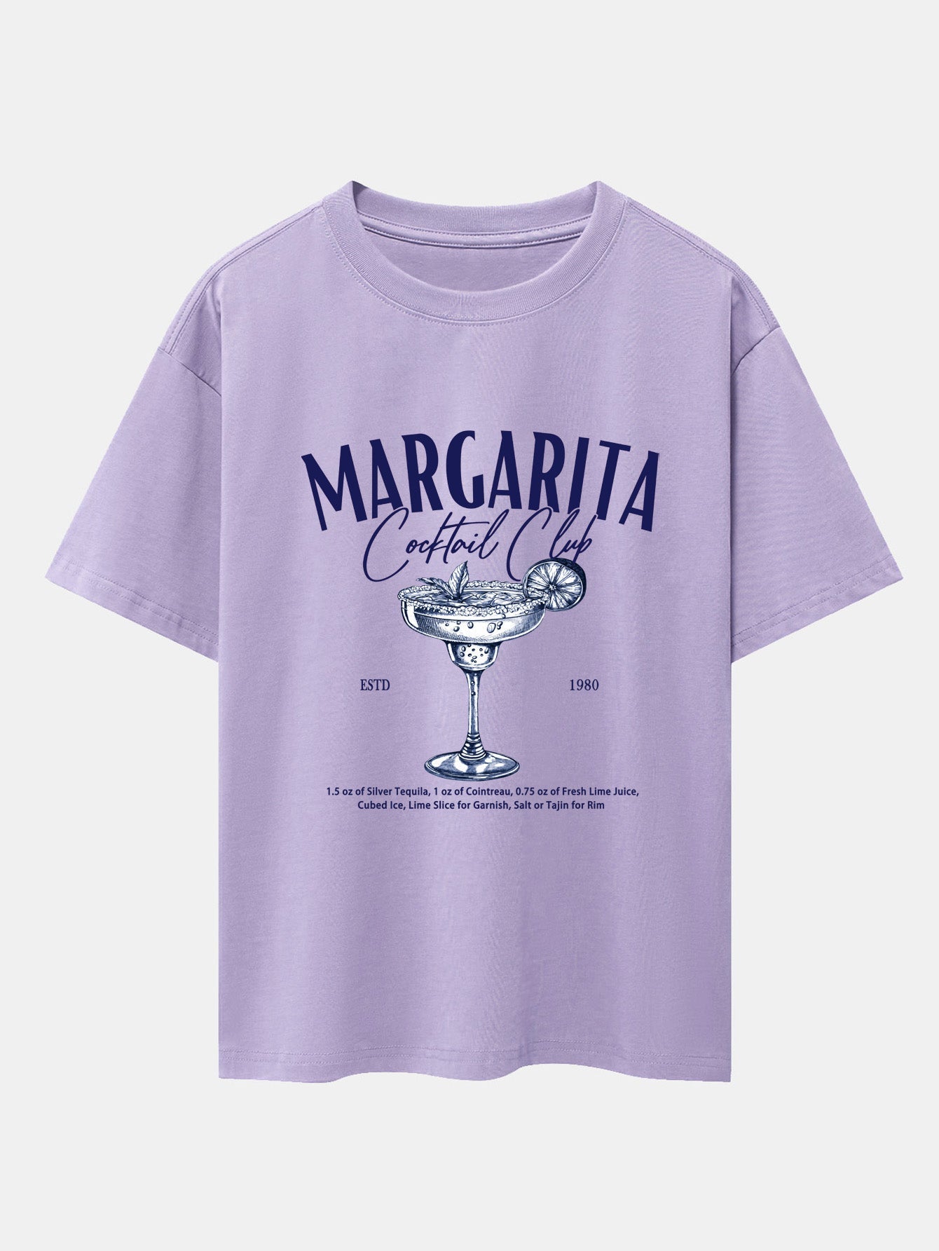 Margarita Cocktail Print Drop Shoulder Oversize T-Shirt