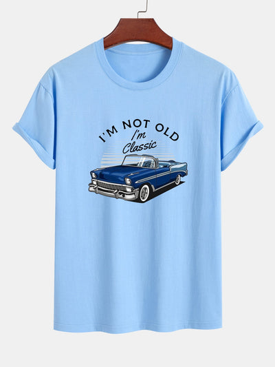 Regular Fit Car Slogan Print Cotton T-Shirt