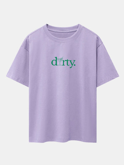 Dirty Cocktail Glass Print Drop Shoulder Oversize T-Shirt