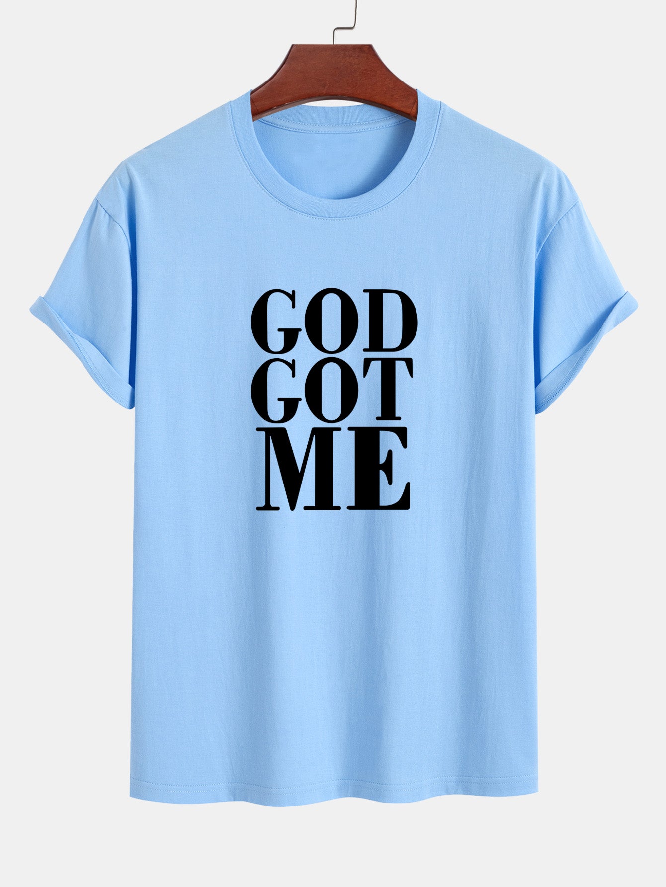 Regular Fit God Got Me Print Cotton T-Shirt