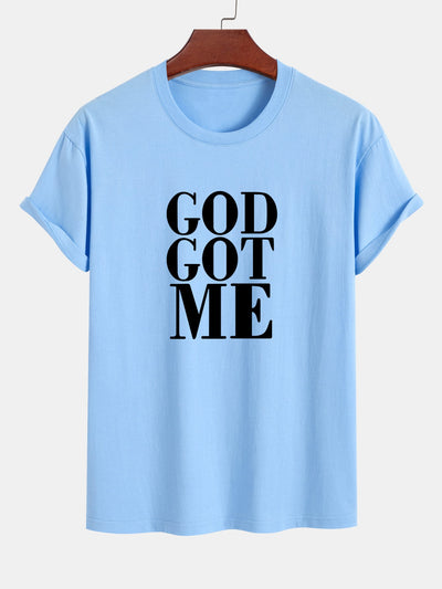 Regular Fit God Got Me Print Cotton T-Shirt