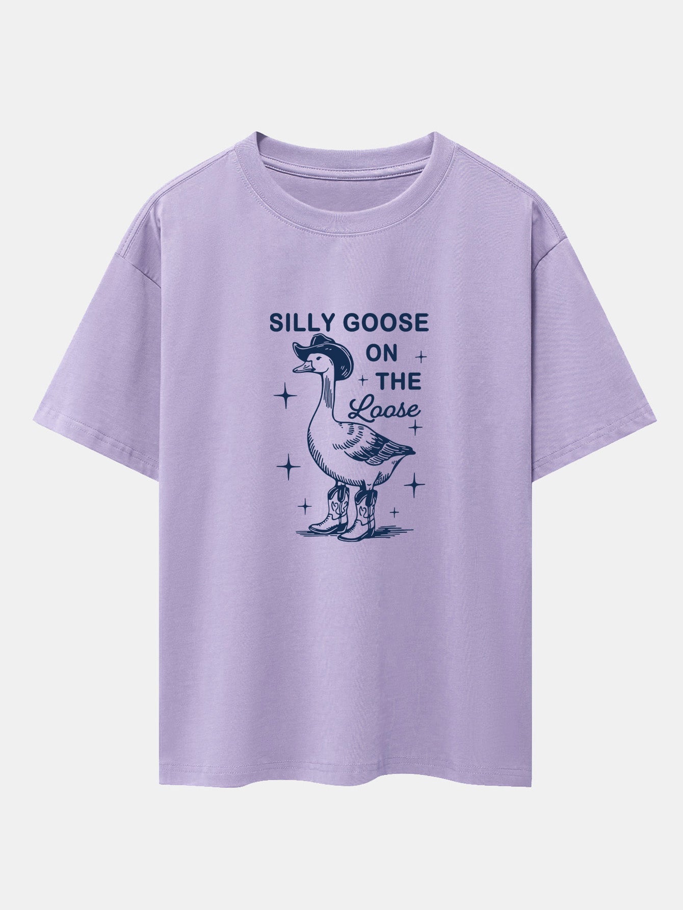 Silly Cowboy Goose Print Drop Shoulder Oversize T-Shirt