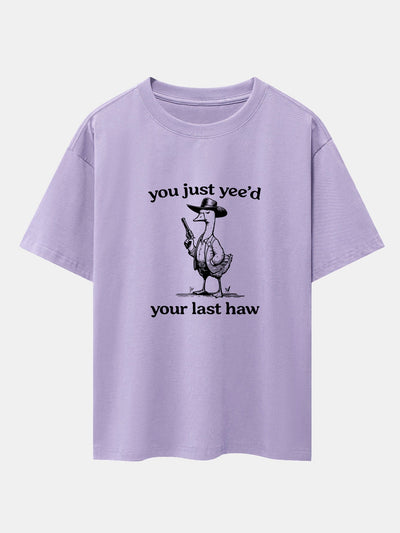 Cowboy Goose Print Drop Shoulder Oversize T-Shirt