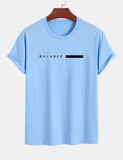 Regular Fit Balance Stripe Print Cotton T-Shirt