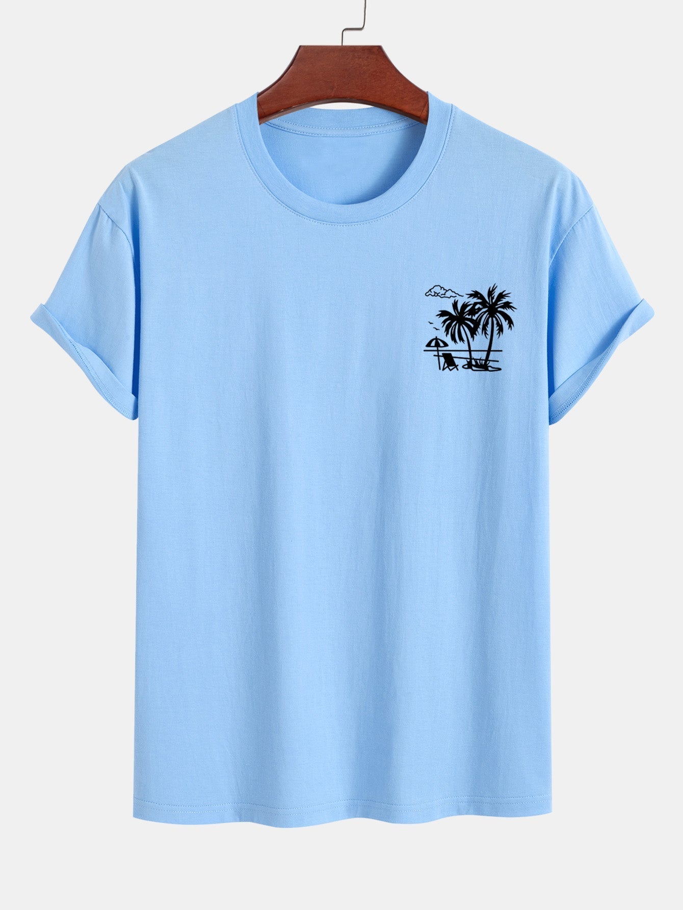 Regular Fit Palm Tree Print Cotton T-Shirt