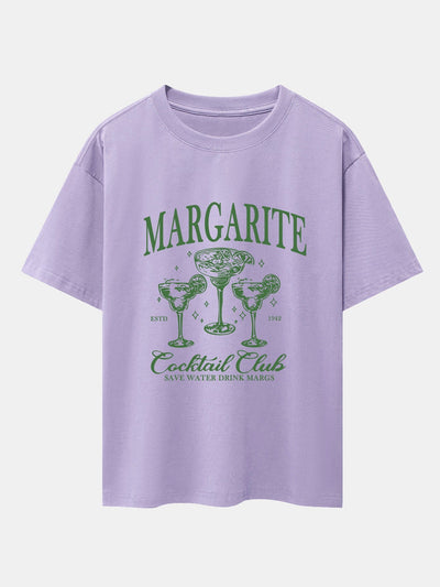 Cocktail Club Print Drop Shoulder Oversize T-Shirt