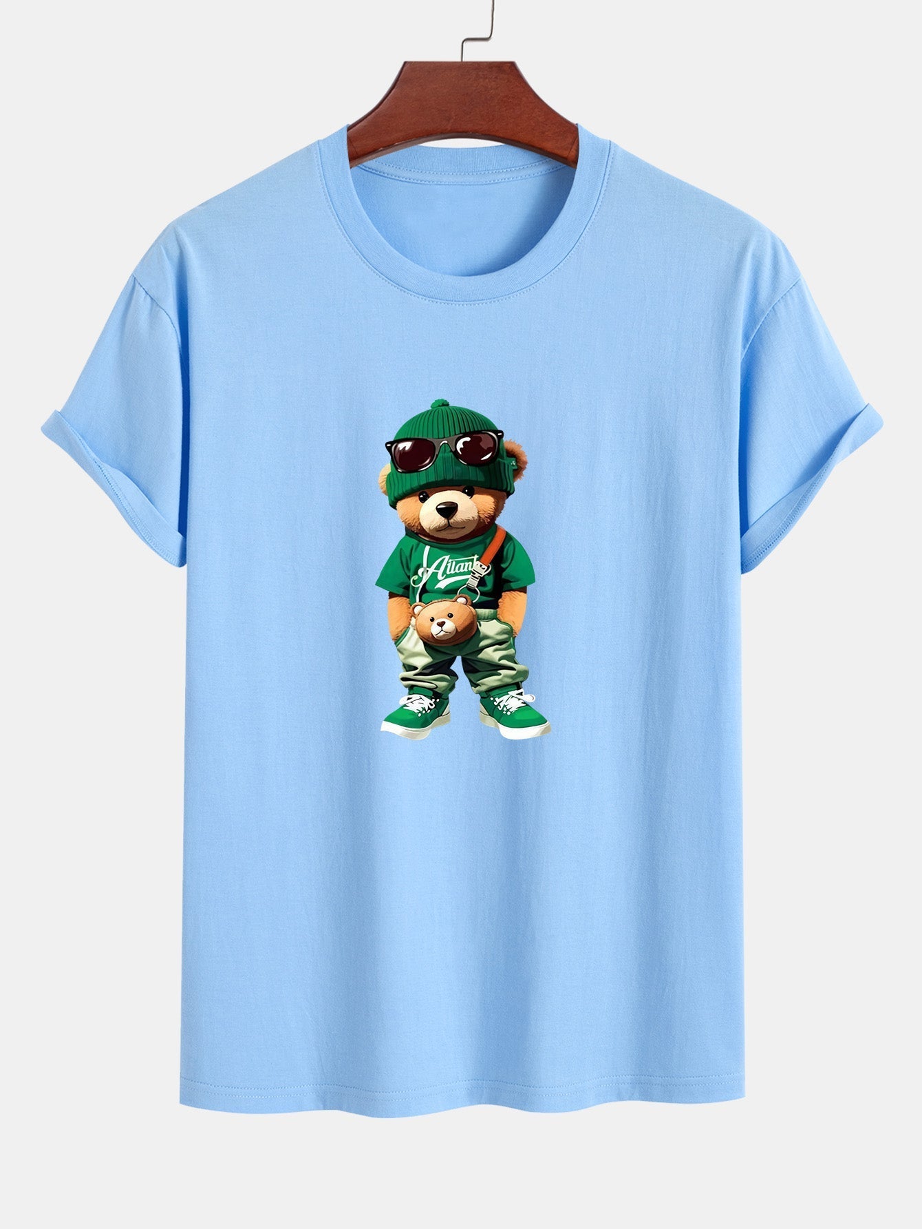 Regular Fit Trendy Bear Print Cotton T-Shirt