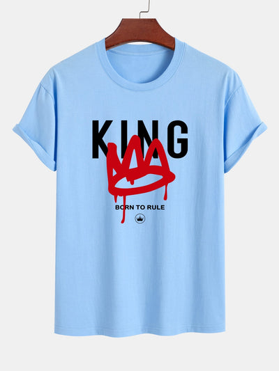 Regular Fit Crown King Print Cotton T-Shirt