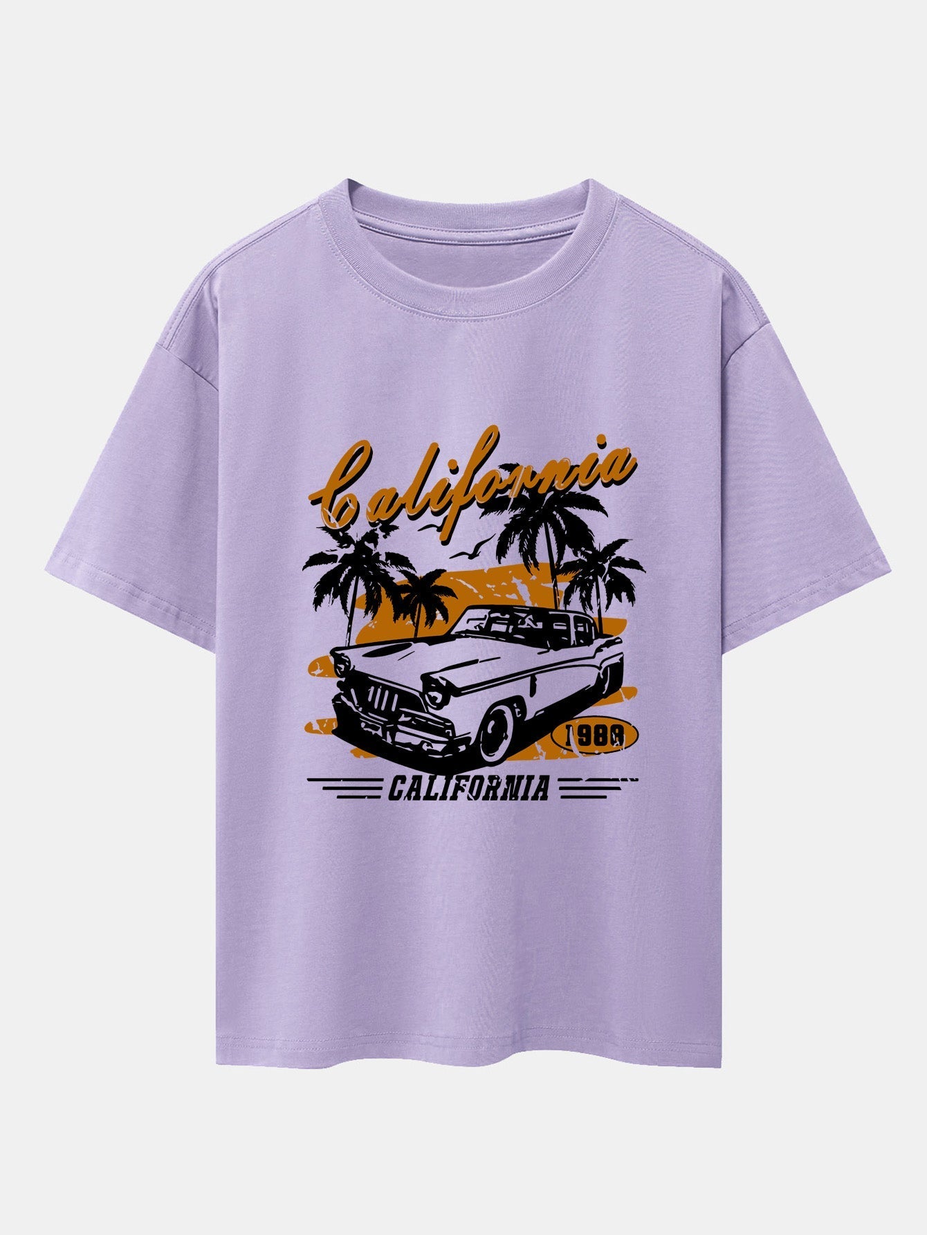 California Car Print Drop Shoulder Oversize T-Shirt