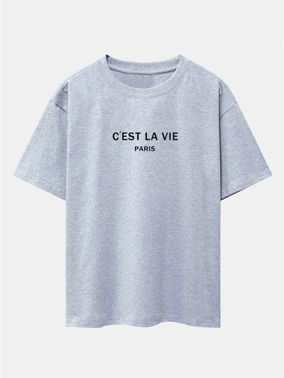 Paris Letter Print Dropped Shoulders Oversize T-Shirt