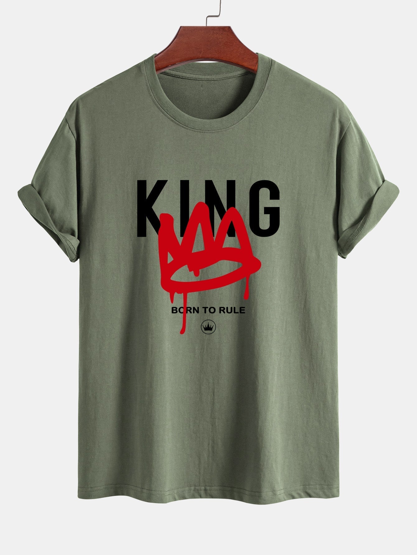 Regular Fit Crown King Print Cotton T-Shirt