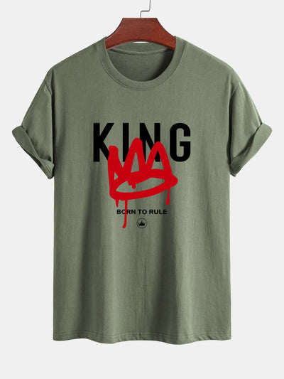 Regular Fit Crown King Print Cotton T-Shirt
