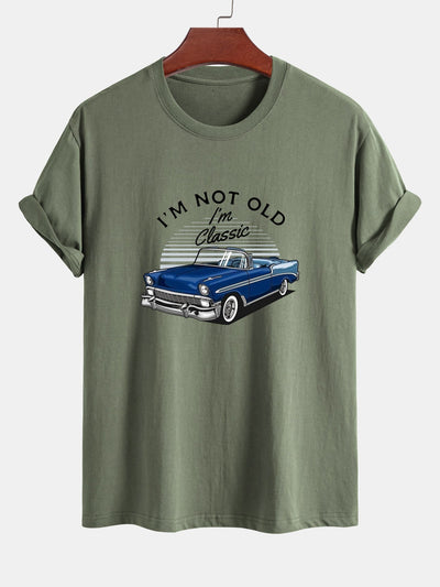 Regular Fit Car Slogan Print Cotton T-Shirt