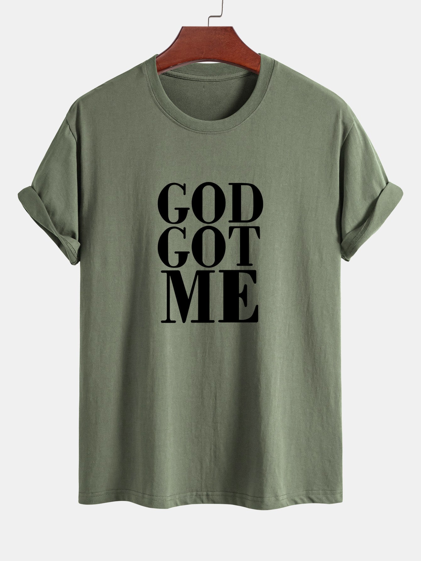 Regular Fit God Got Me Print Cotton T-Shirt