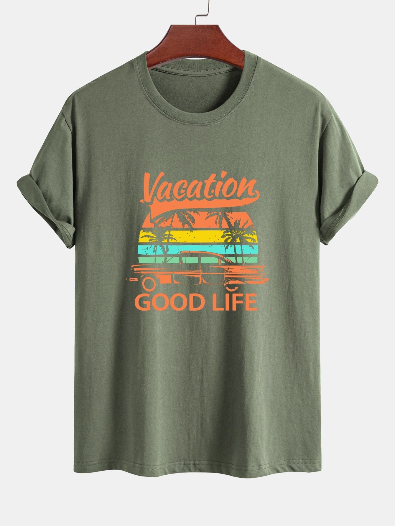 Regular Fit Good Life On Vacation Print Cotton T-Shirt
