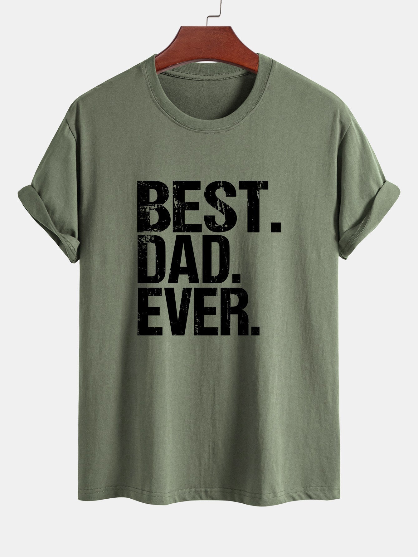 Regular Fit Best Dad Ever Print Cotton T-Shirt