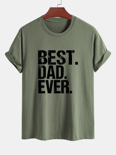 Regular Fit Best Dad Ever Print Cotton T-Shirt