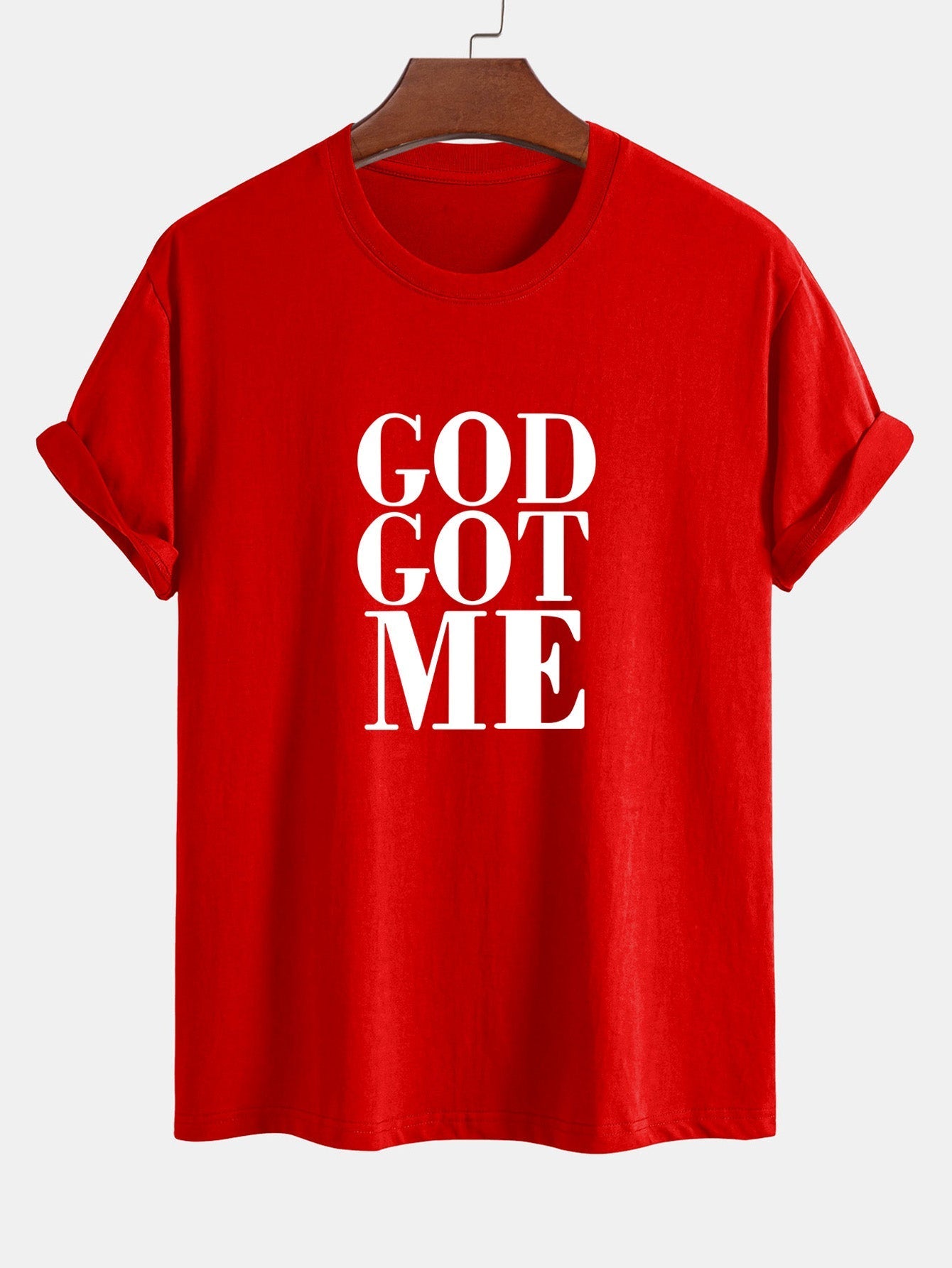 Regular Fit God Got Me Print Cotton T-Shirt