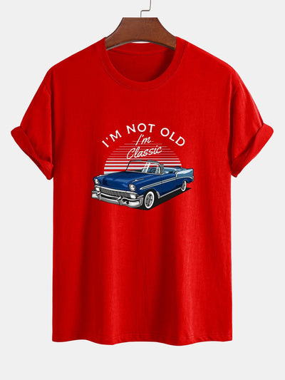 Regular Fit Car Slogan Print Cotton T-Shirt