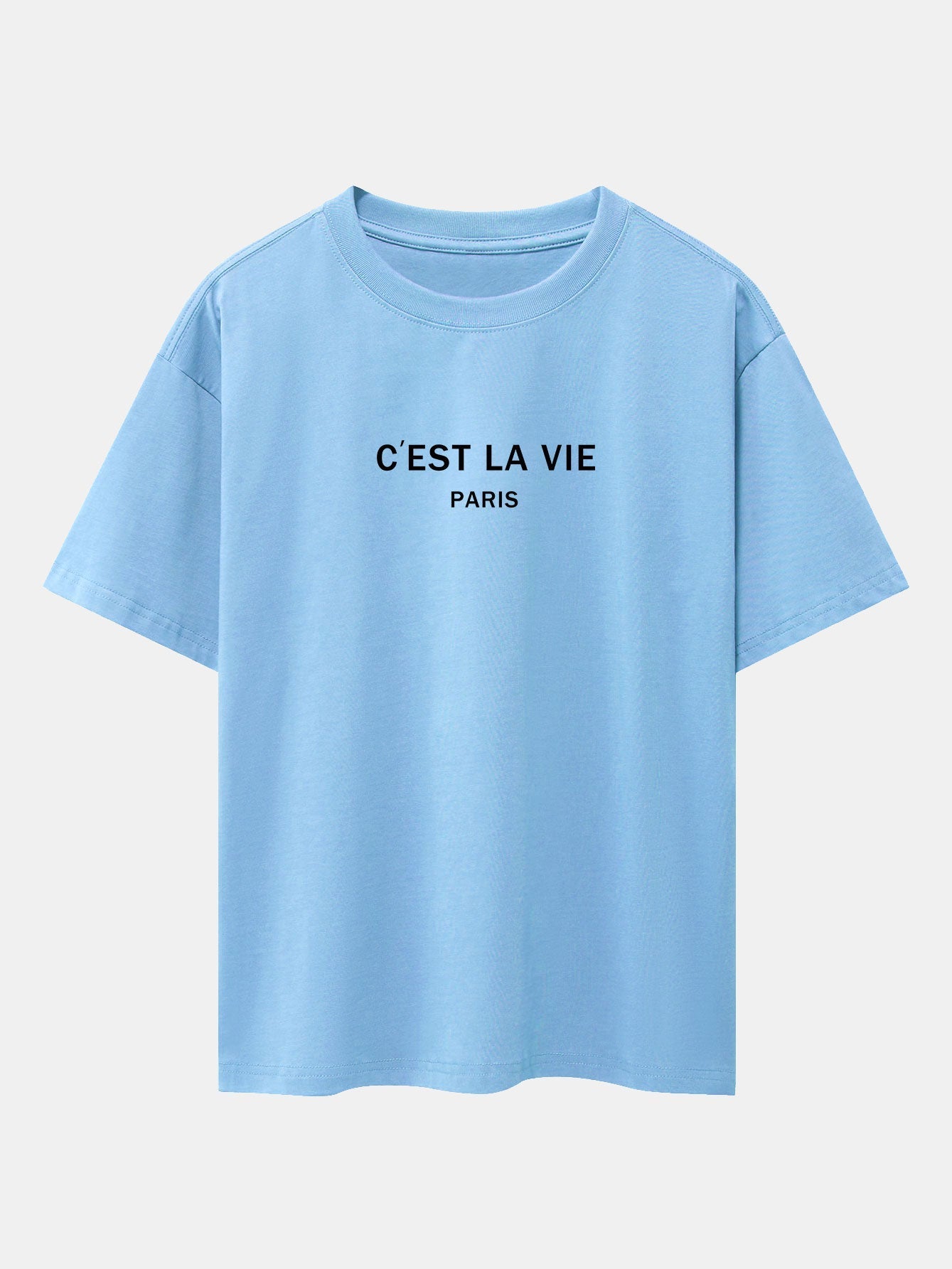 Paris Letter Print Dropped Shoulders Oversize T-Shirt