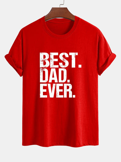 Regular Fit Best Dad Ever Print Cotton T-Shirt