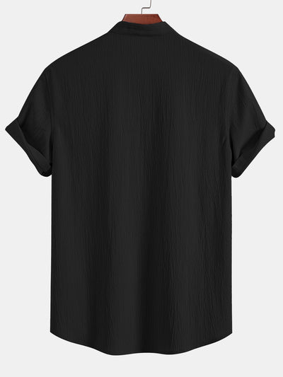 Wrinkled Textured V Neck Shirt