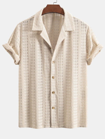Floral Jacquard Textured Cuban Shirt