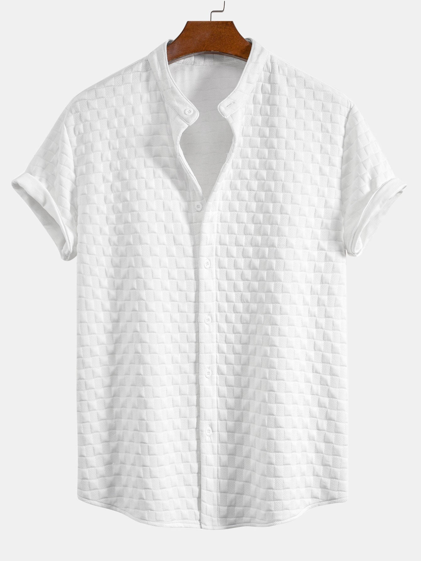Checkerboard Stand Collar Shirt