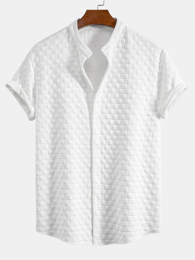 Checkerboard Stand Collar Shirt
