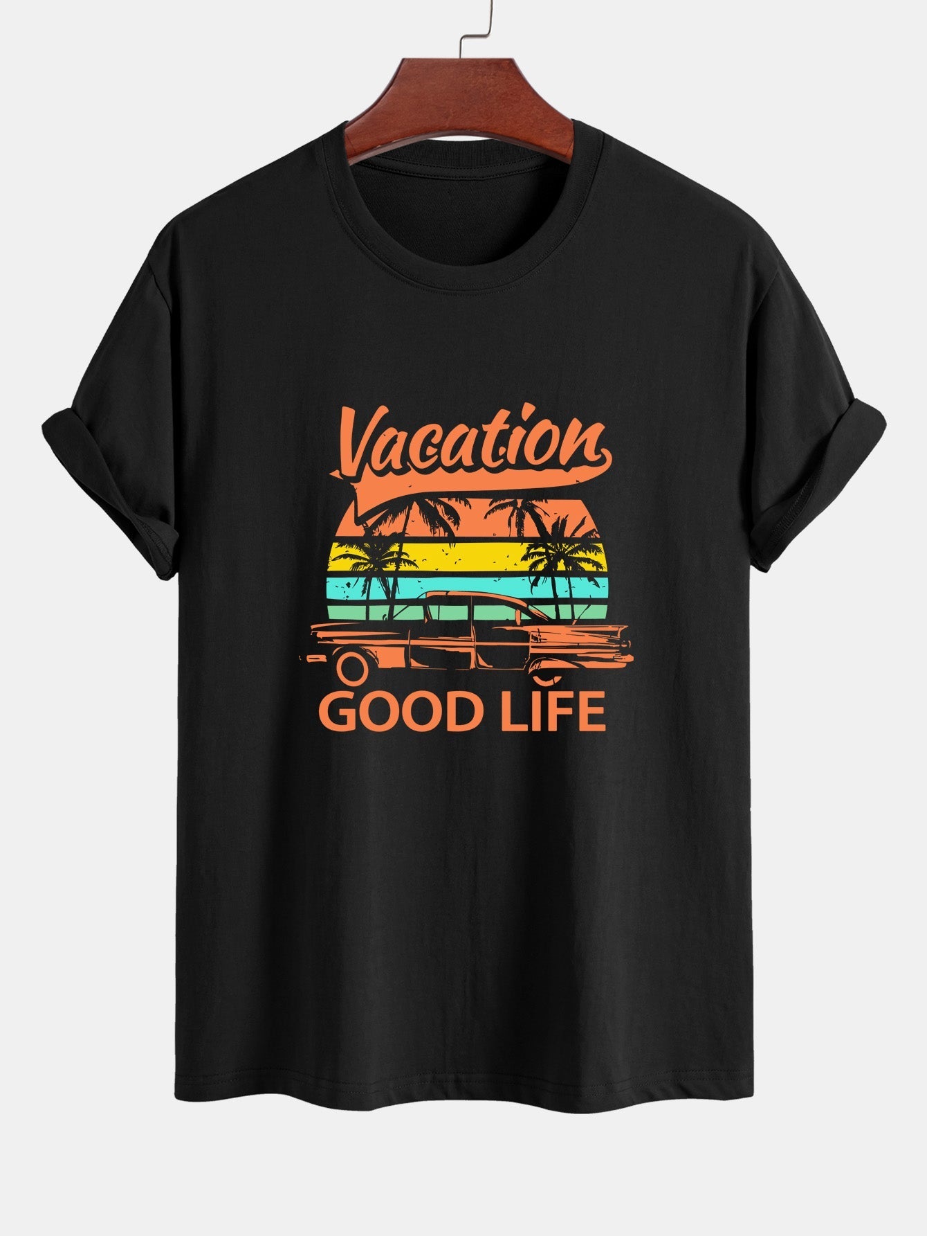 Regular Fit Good Life On Vacation Print Cotton T-Shirt