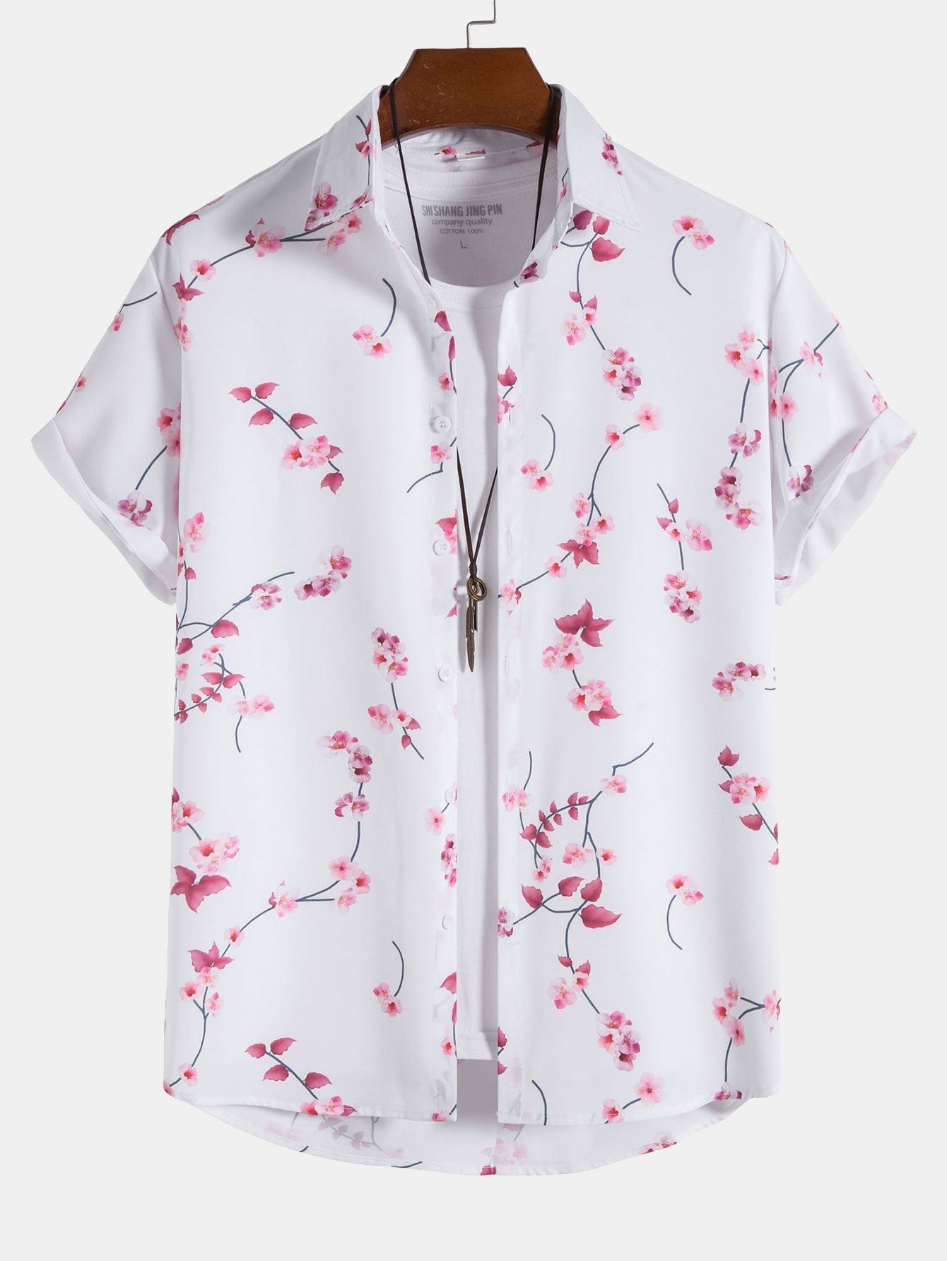 Cherry Blossom Print Button Up Shirt