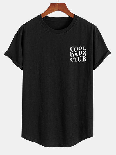 Cool Dads Club Print Cotton Arc Hem T-Shirt