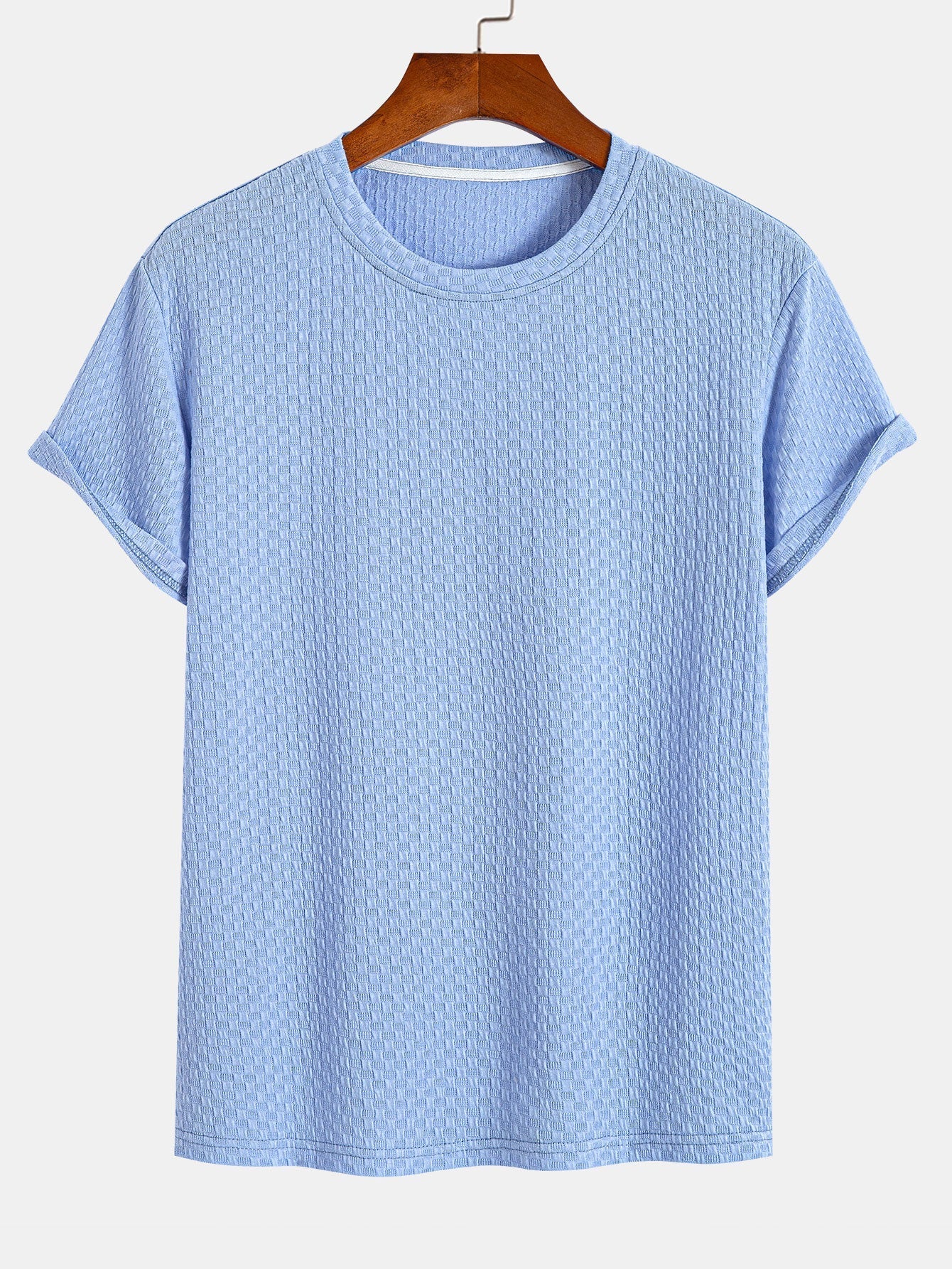 Checkerboard Textured Knitted T-shirt