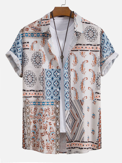Scarf Print Button Up Shirt